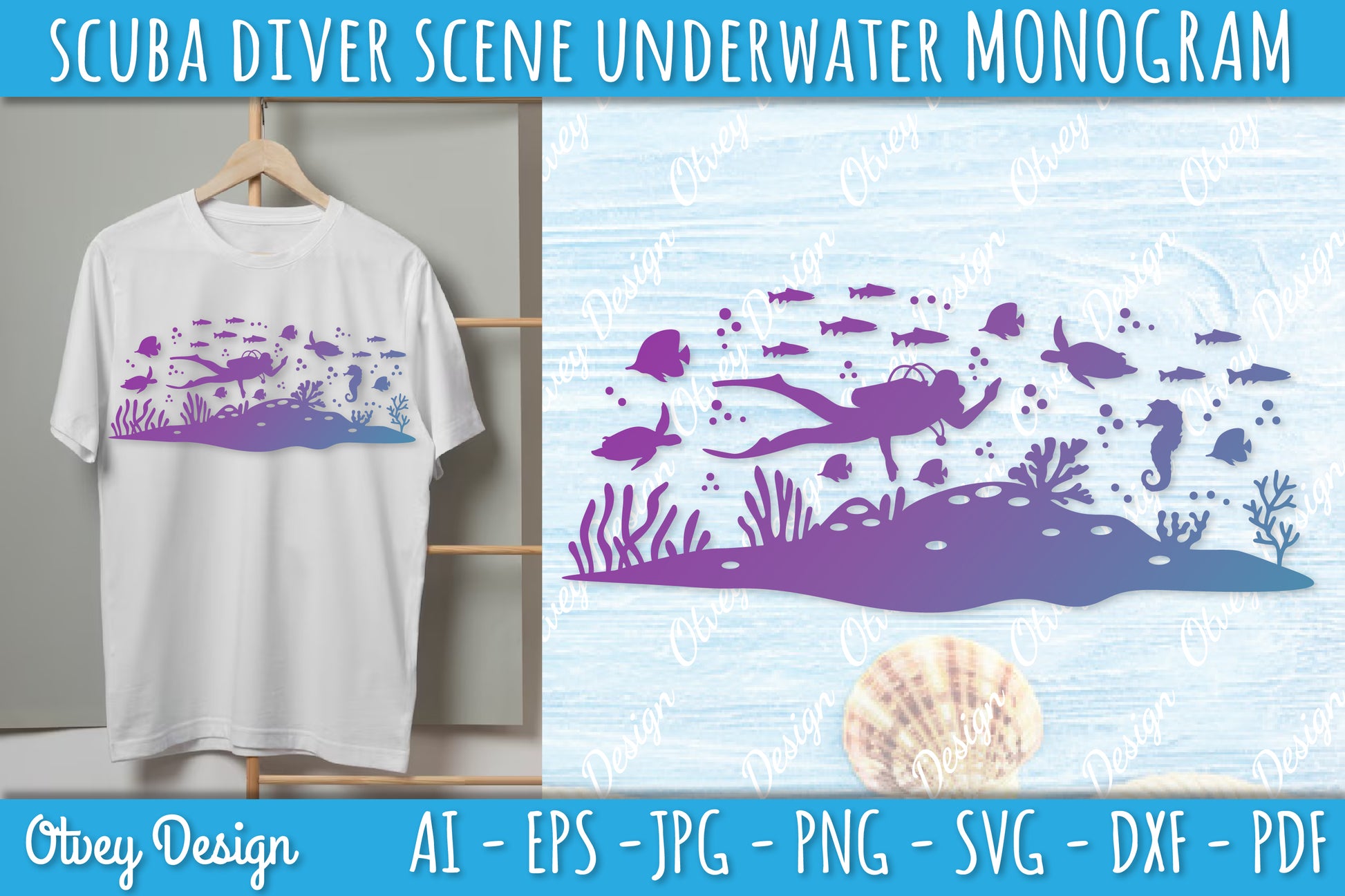 Scuba Diver Monogram SVG Bundle 2 - CraftNest - Digital Crafting and Art