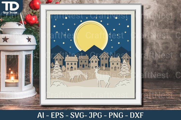 Shadow Box Christmas Layered Papercut SVG