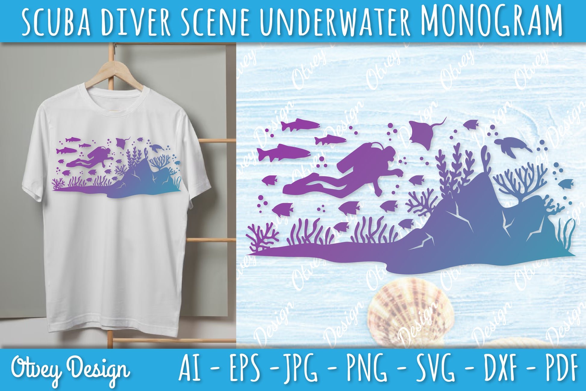 Scuba Diver Monogram SVG Bundle 3 - CraftNest - Digital Crafting and Art