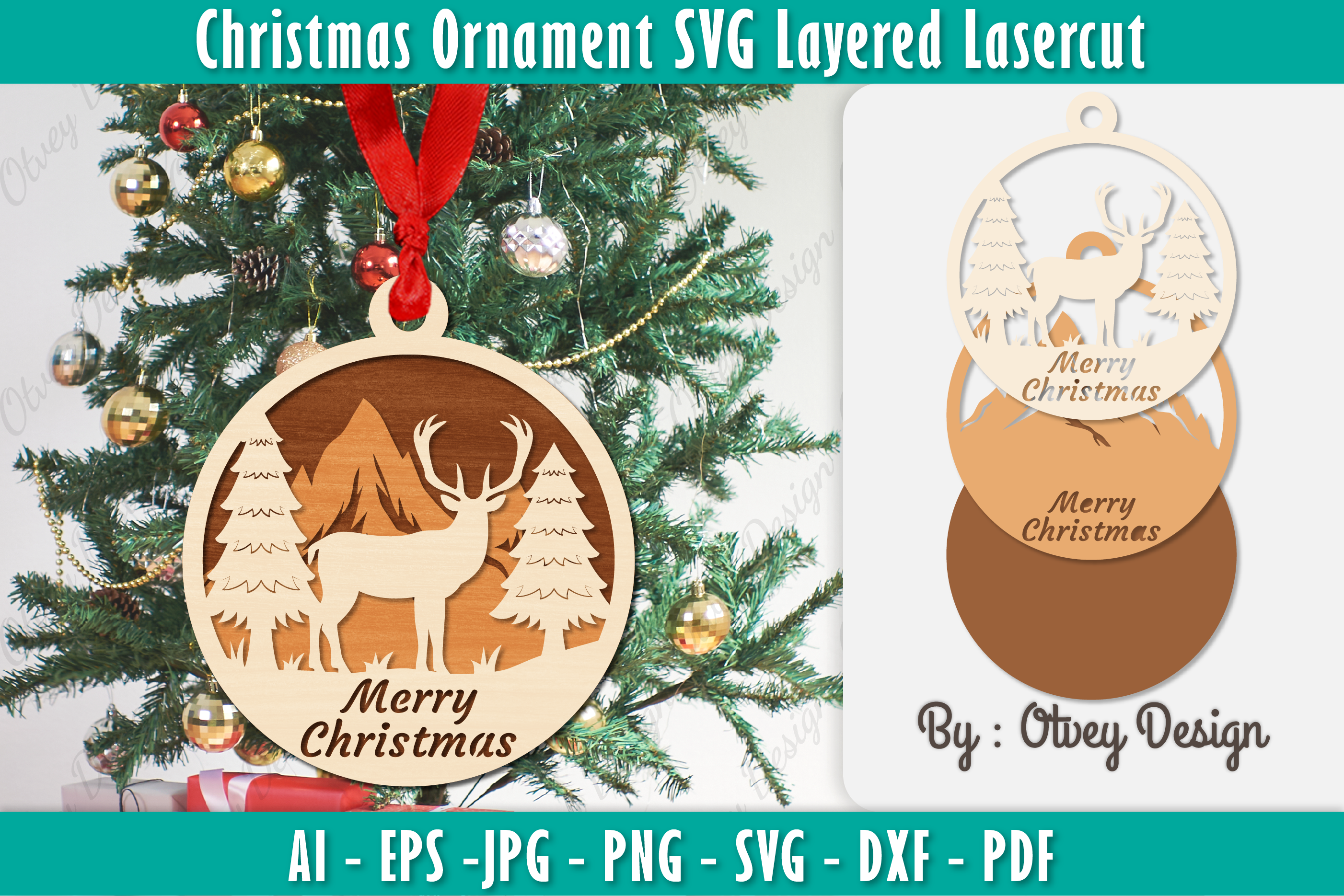 Christmas Ornaments Layered Lasercut SVG Bundle 6 - CraftNest - Digital Crafting and Art