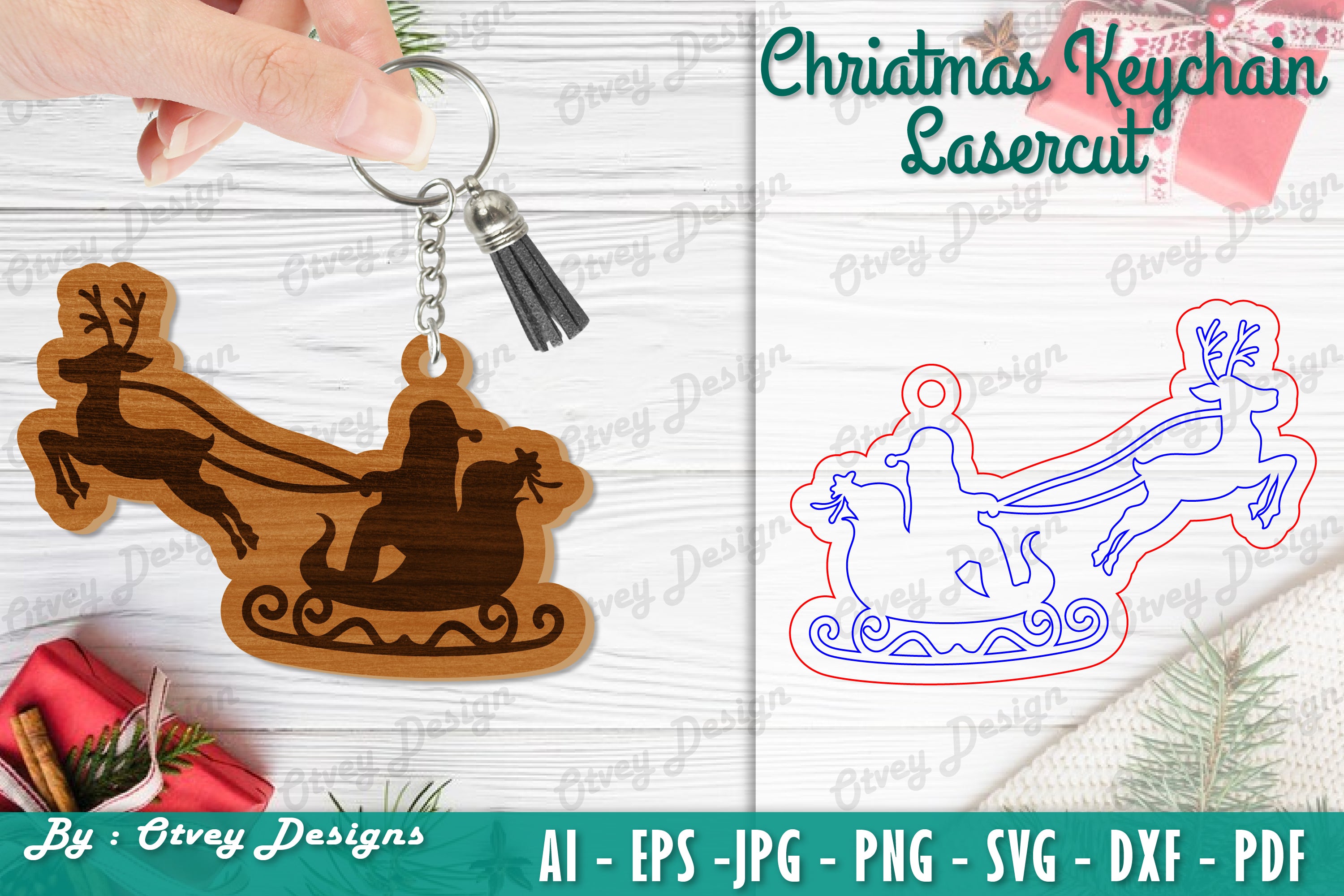 Christmas Keychain Lasercut SVG Bundle