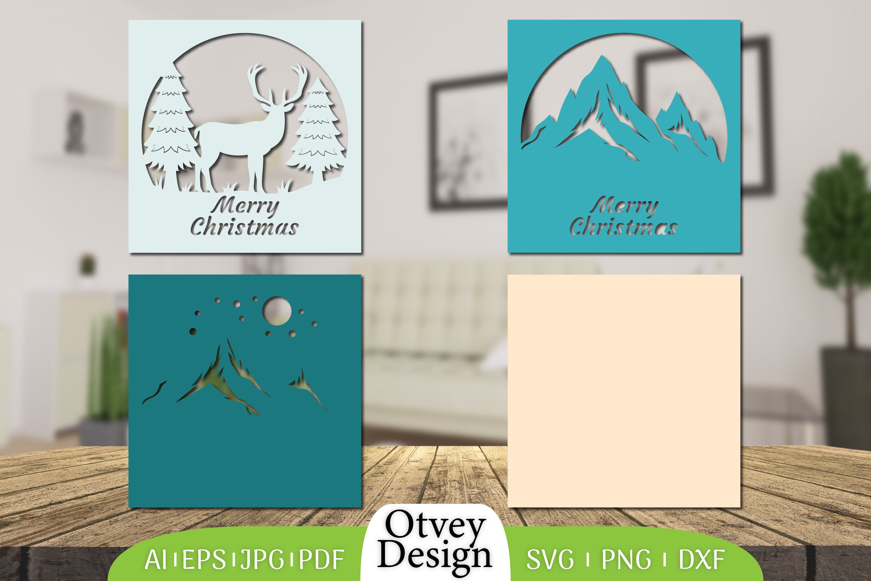 Merry Christmas Deer 3D Shadow Box Papercut SVG Bundle 6 - CraftNest - Digital Crafting and Art