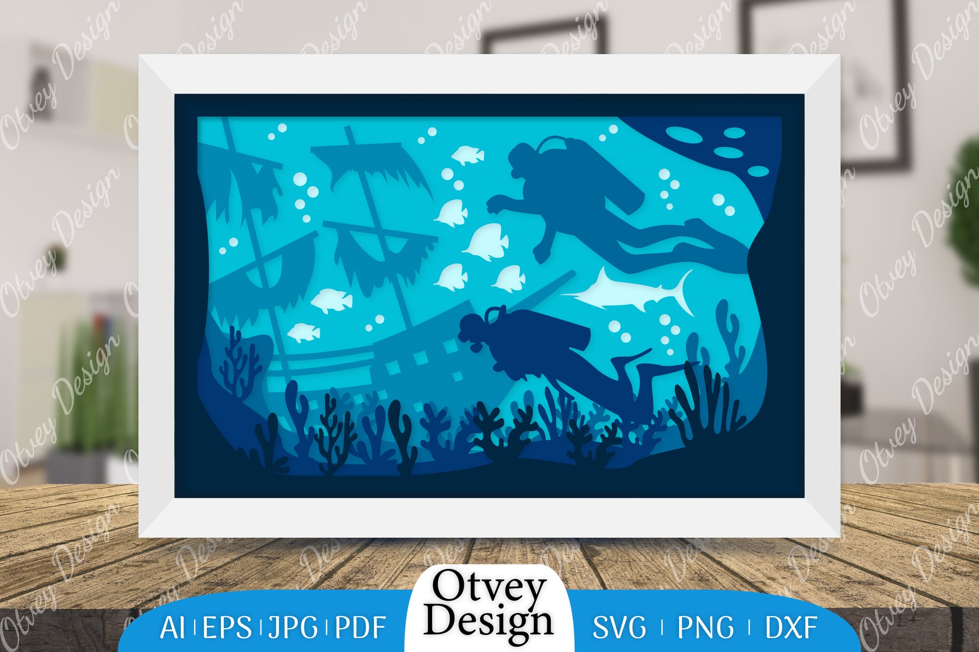 Scuba Diver 3D ShadowBox SVG Bundle 3 - CraftNest - Digital Crafting and Art