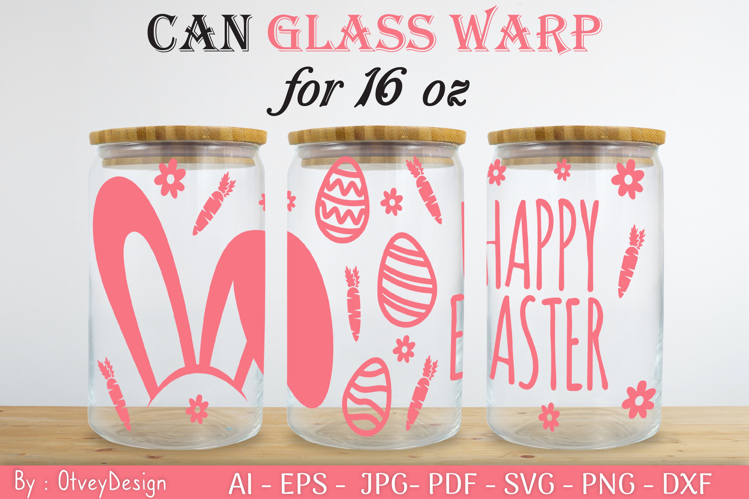 Happy Easter Day 16oz Can Glass Wrap SVG Bundle 6 - CraftNest - Digital Crafting and Art