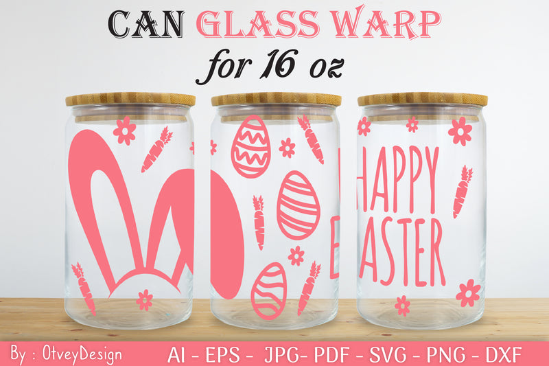 Happy Easter Day 16oz Can Glass Wrap SVG Bundle 6 - CraftNest - Digital Crafting and Art