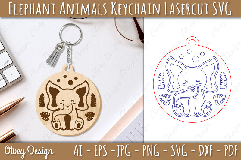 Elephant Animal Keychain SVG Bundle - CraftNest - Digital Crafting and Art