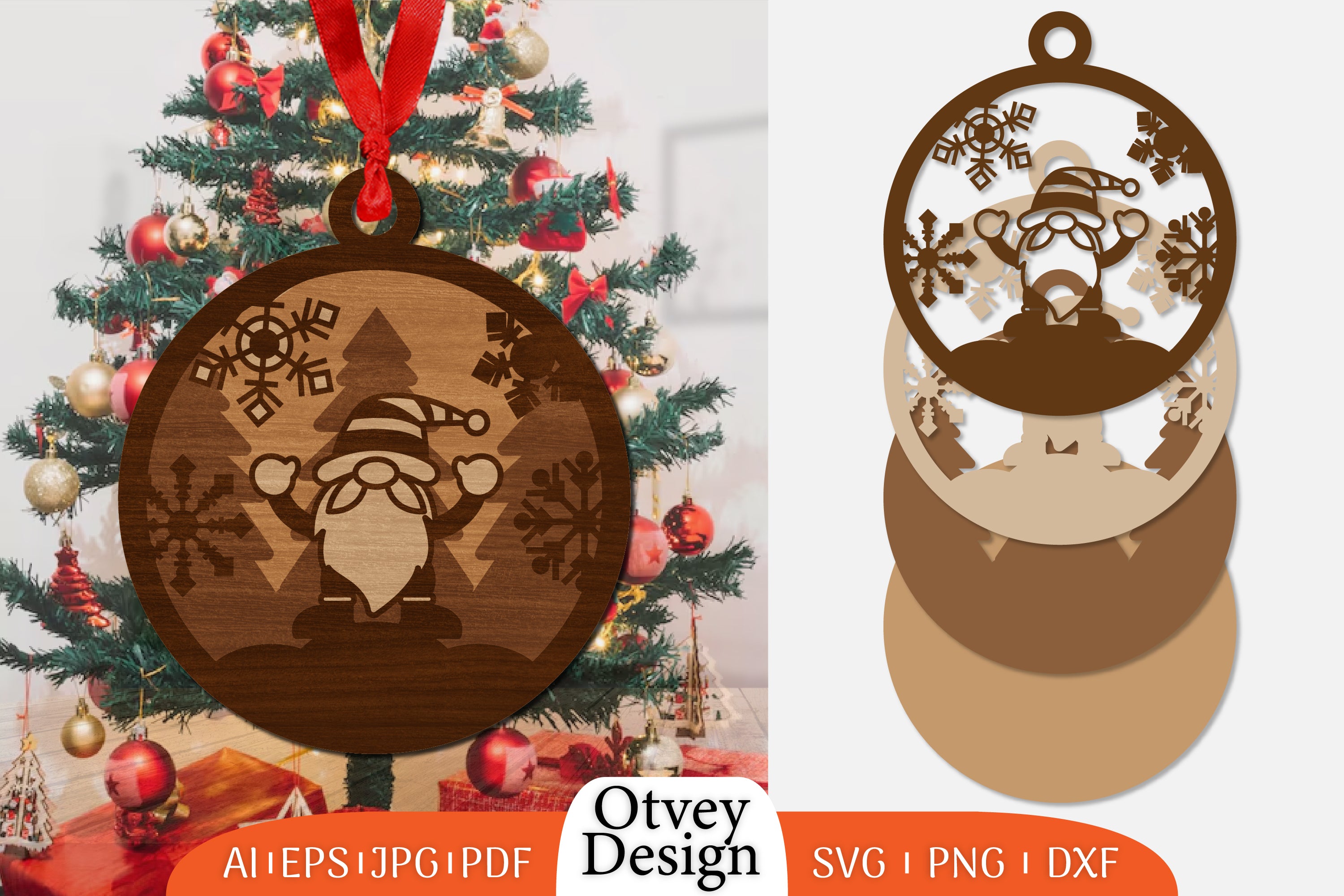 Christmas Gnome Ornament Lasercut SVG Bundle 3 - CraftNest - Digital Crafting and Art