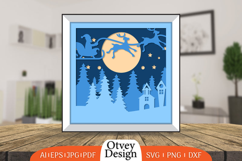 Christmas Santa Sleigh 3D Shadowbox SVG Bundle 2 - CraftNest - Digital Crafting and Art