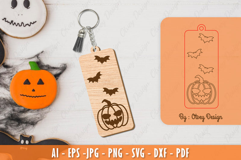 Halloween Keychain Laser Cut SVG Bundle 16 - CraftNest - Digital Crafting and Art