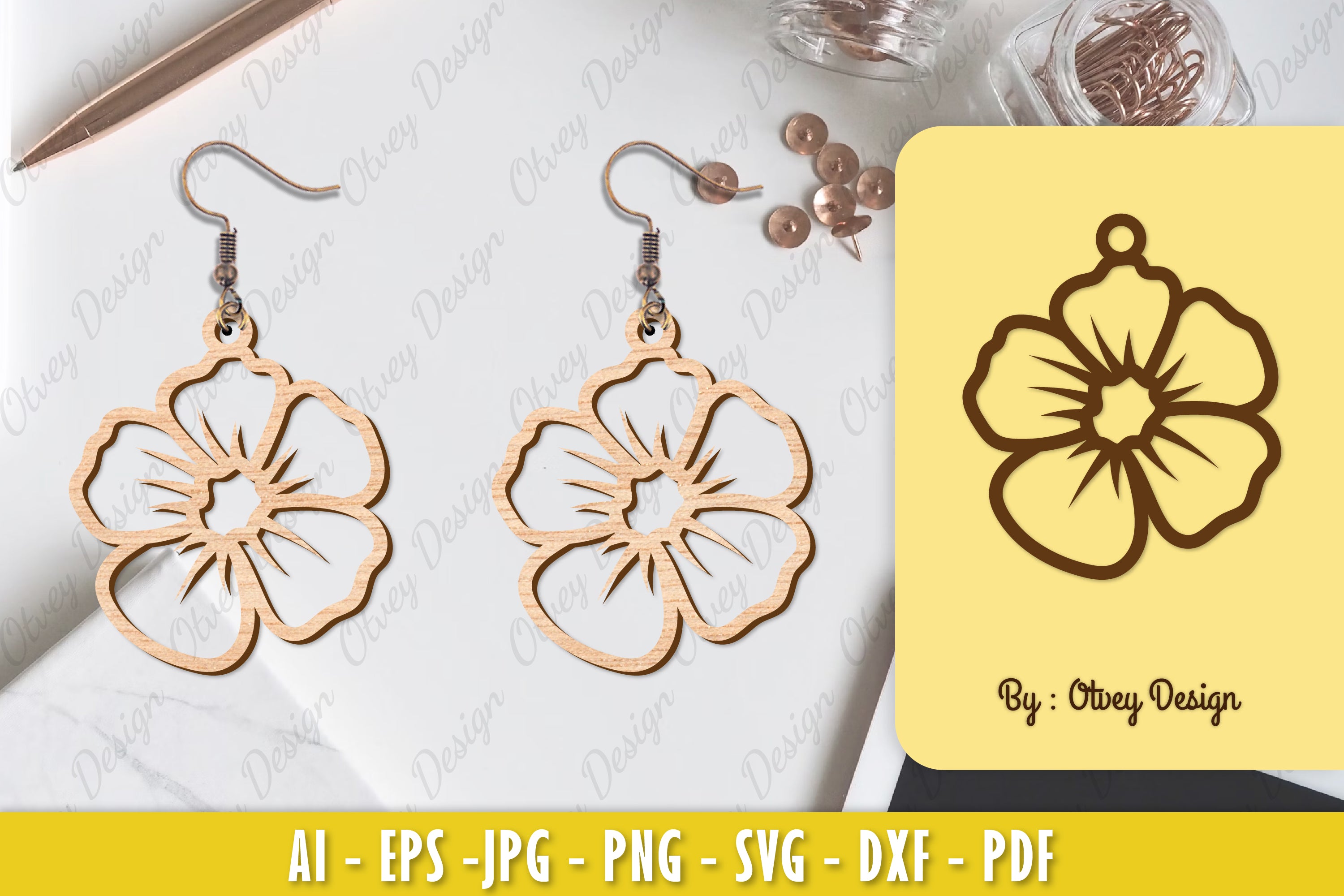 Flower Earring Laser Cut SVG Bundle 74 - CraftNest - Digital Crafting and Art