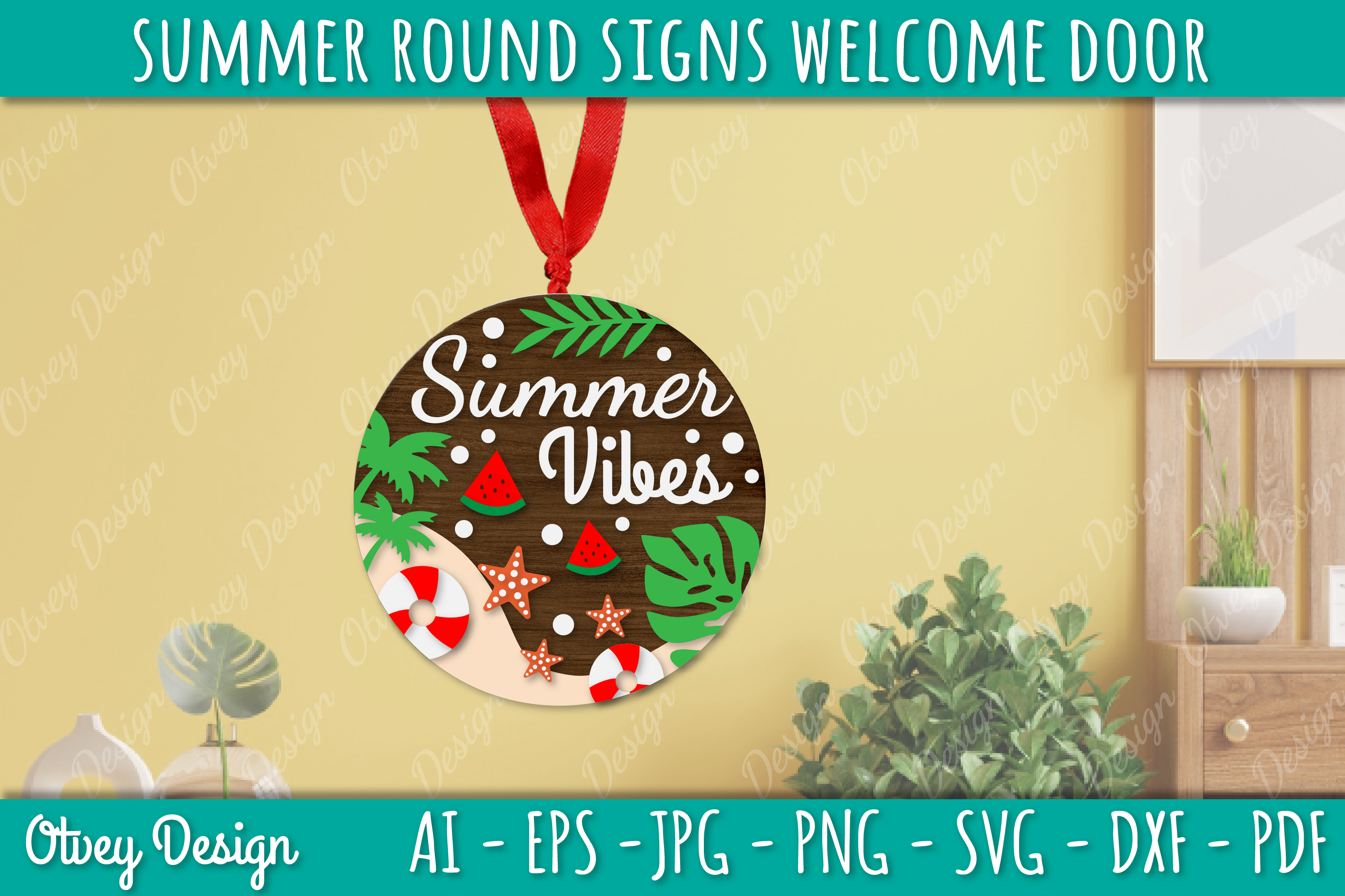 Summer Welcome Door Hangers SVG Bundle 6 - CraftNest - Digital Crafting and Art