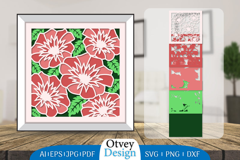 Flower 3D Layered Papercut SVG Bundle 2 - CraftNest - Digital Crafting and Art