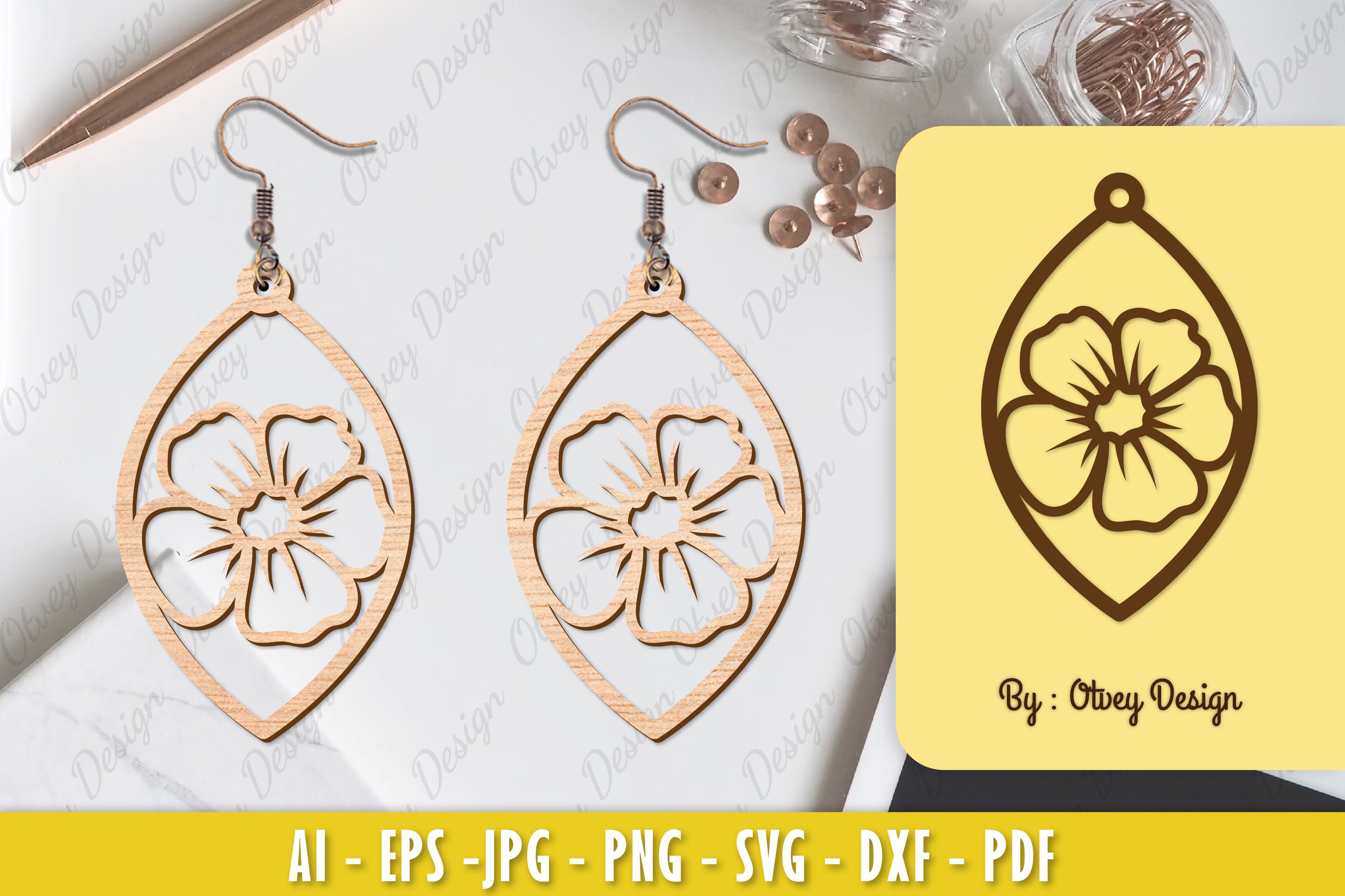 Flower Earring Laser Cut SVG Bundle 14 - CraftNest - Digital Crafting and Art