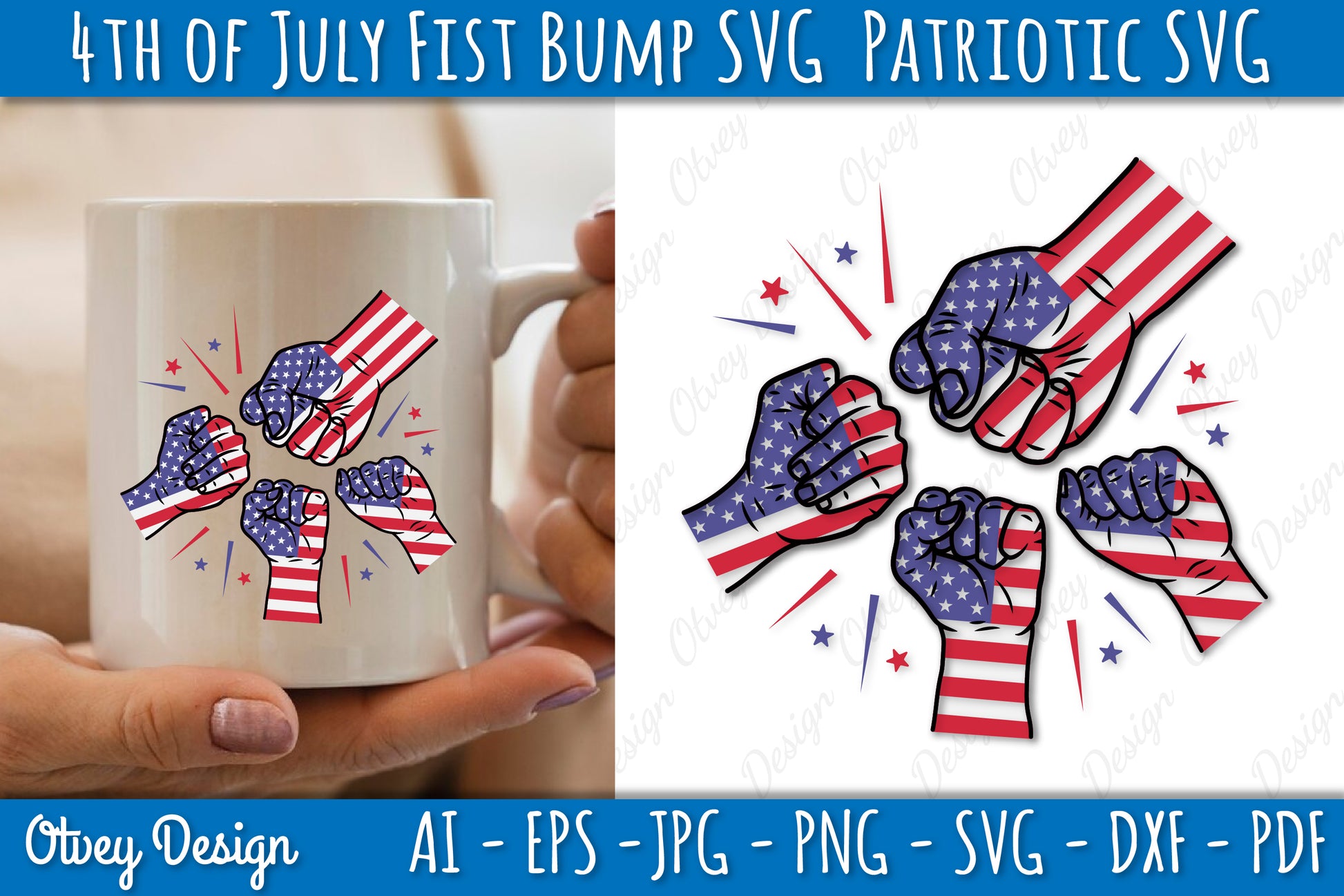 4th of July Patriotic Fist Bump SVG Bundle 8 - CraftNest - Digital Crafting and Art