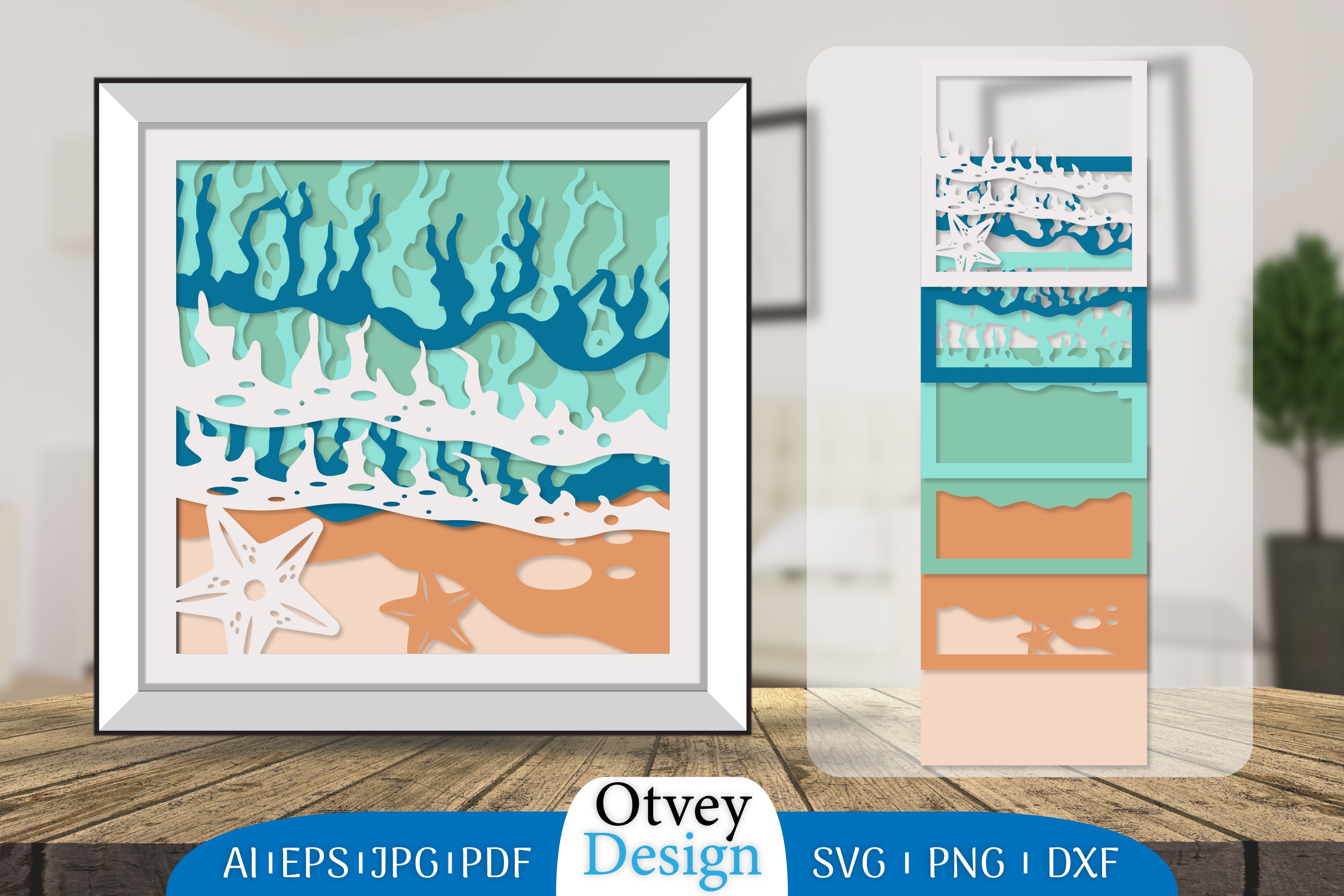 Sea Wave 3D Shadowbox Layered SVG Bundle 3 - CraftNest - Digital Crafting and Art