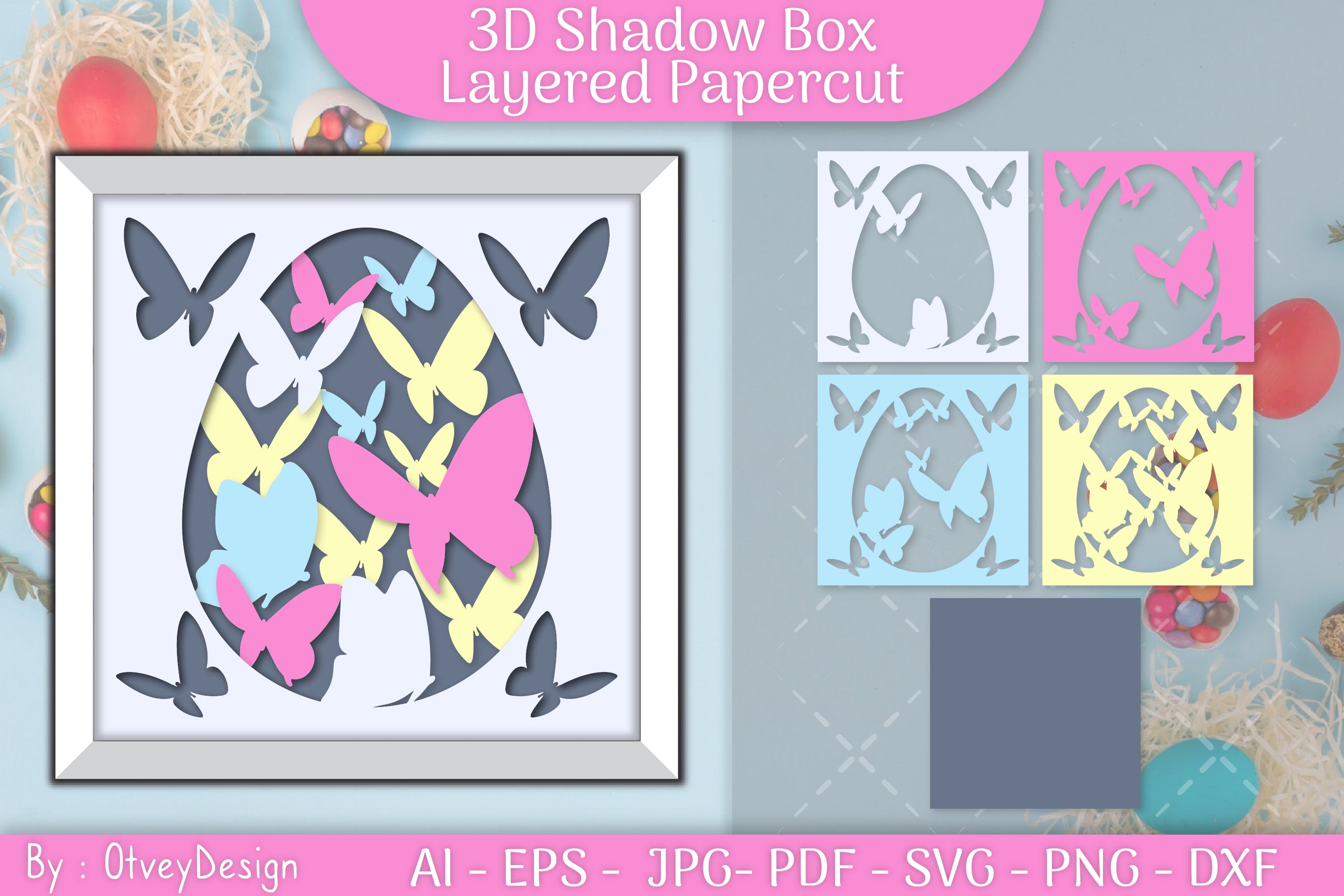 Easter Egg 3D Shadow Box SVG Bundle 3 - CraftNest - Digital Crafting and Art