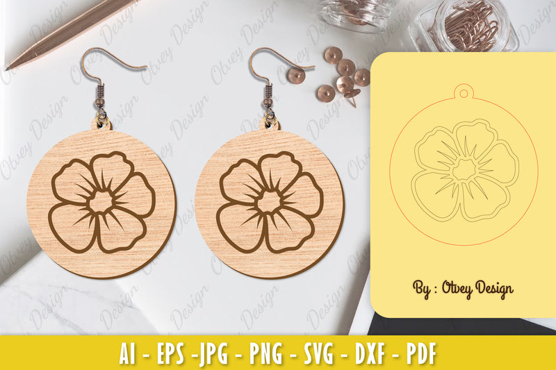Flower Earring Laser Cut SVG Bundle 24 - CraftNest - Digital Crafting and Art
