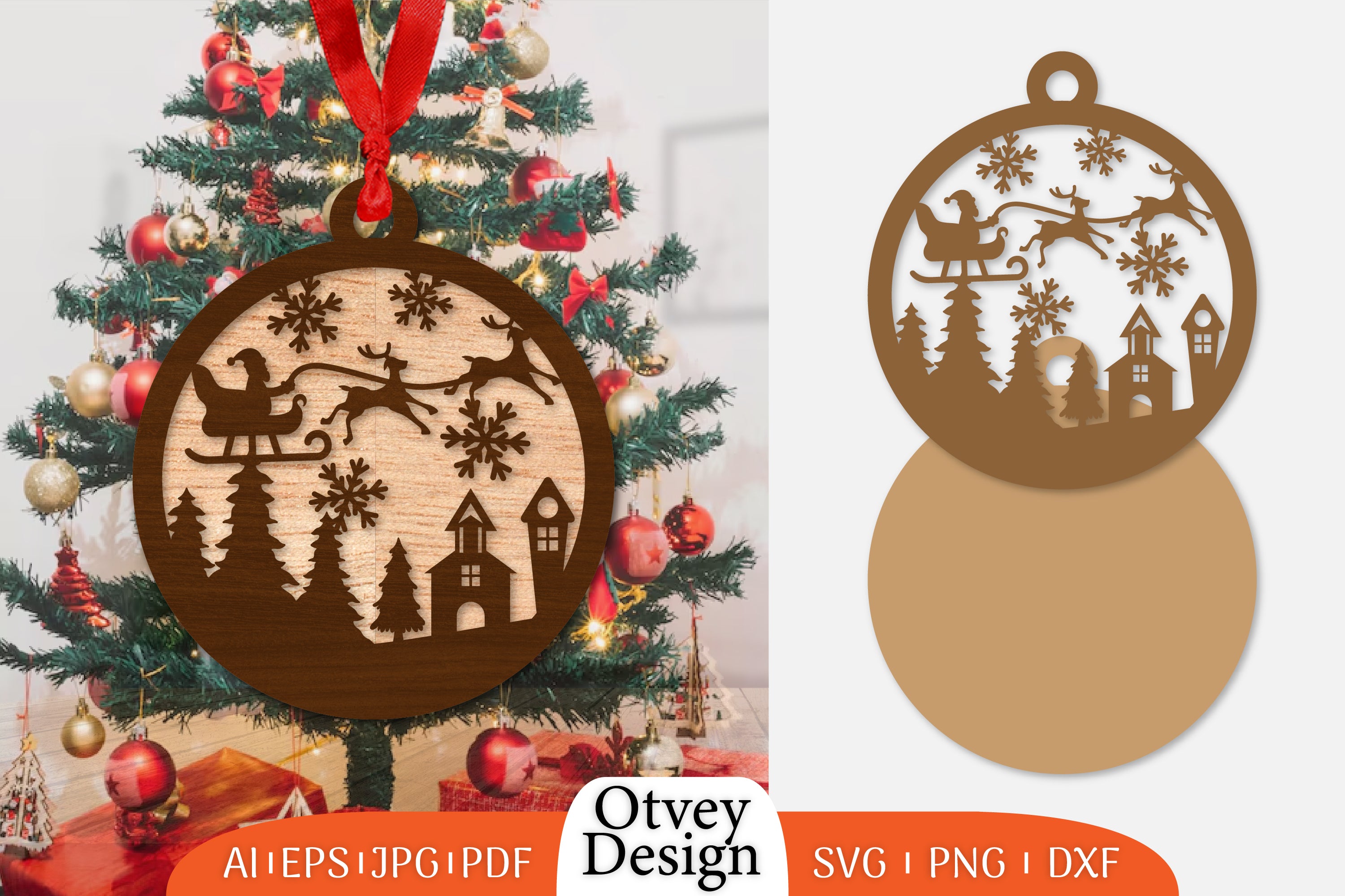 Ornament Christmas Santa Sleigh Lasercut SVG Bundle 12 - CraftNest - Digital Crafting and Art