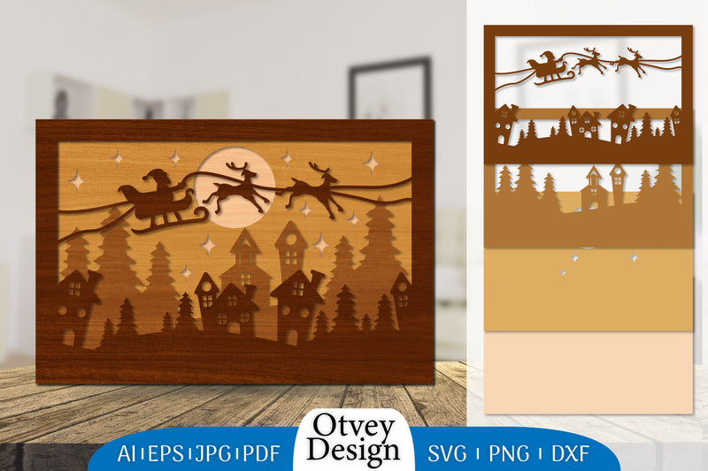 Christmas Santa Sleigh Lasercut SVG Bundle 4 - CraftNest - Digital Crafting and Art