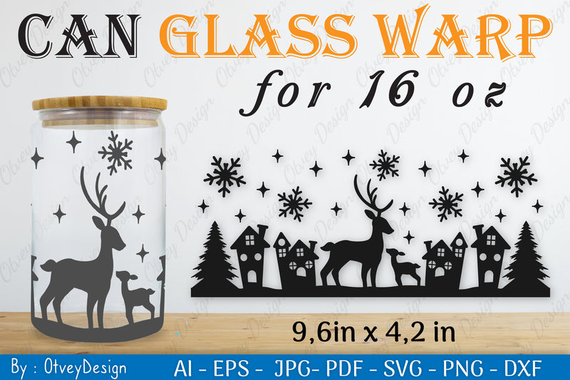 Christmas Deer Can Glass 16 OZ SVG Bundle 2 - CraftNest - Digital Crafting and Art