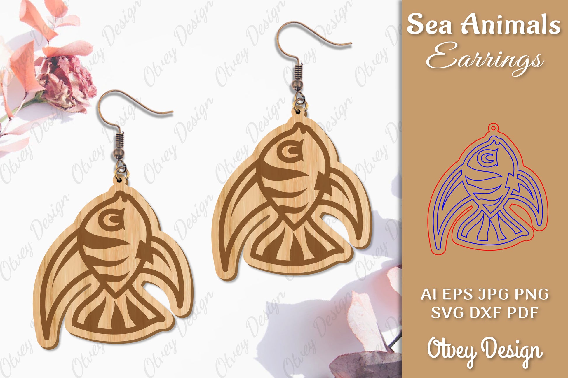 Sea Animals Earrings Laser Cut SVG Bundle 4 - CraftNest - Digital Crafting and Art