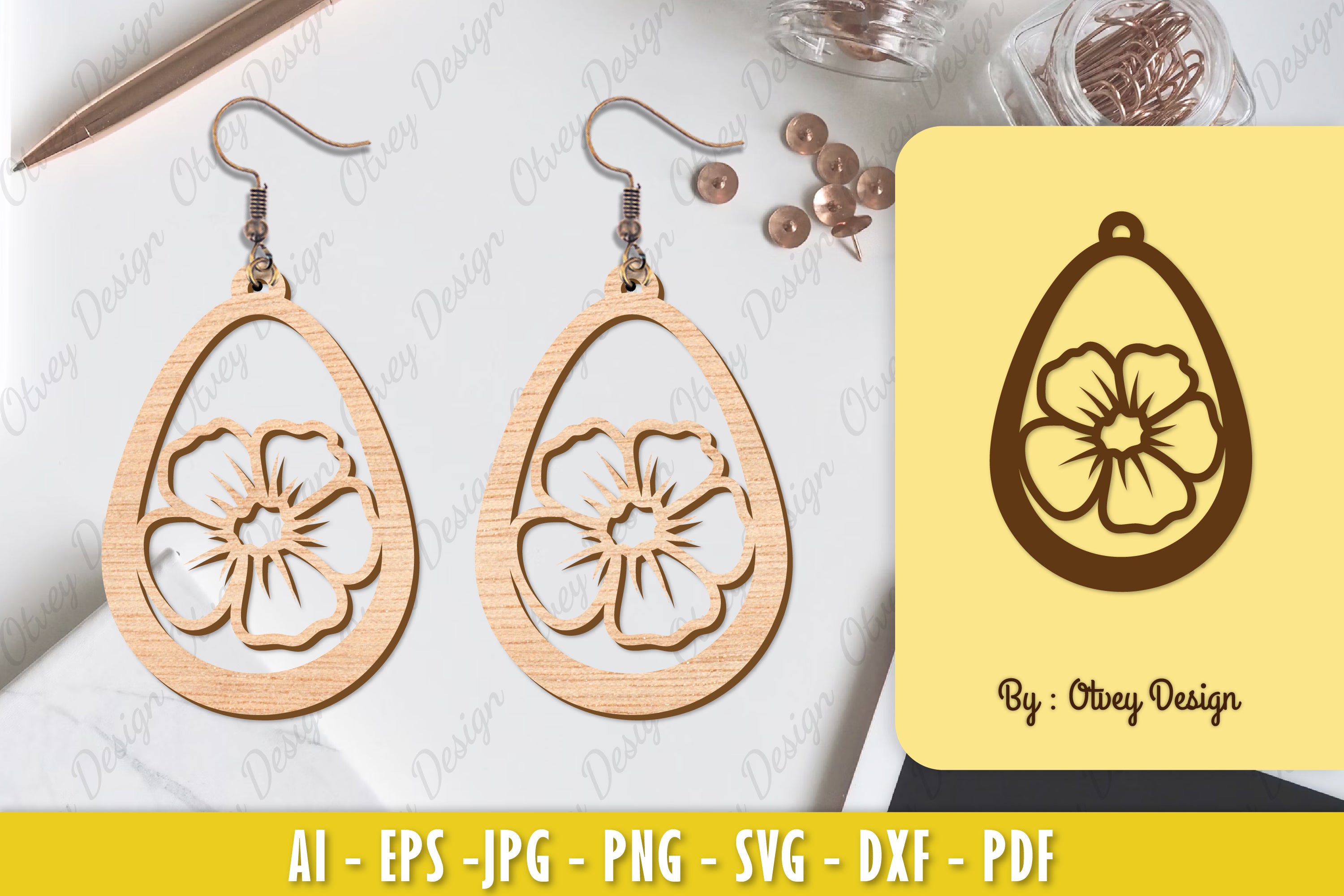 Flower Earring Laser Cut SVG Bundle 34 - CraftNest - Digital Crafting and Art