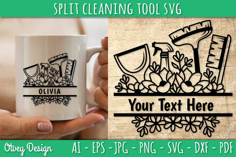 Split Monogram Cleaning Tool SVG Bundle 4 - CraftNest - Digital Crafting and Art