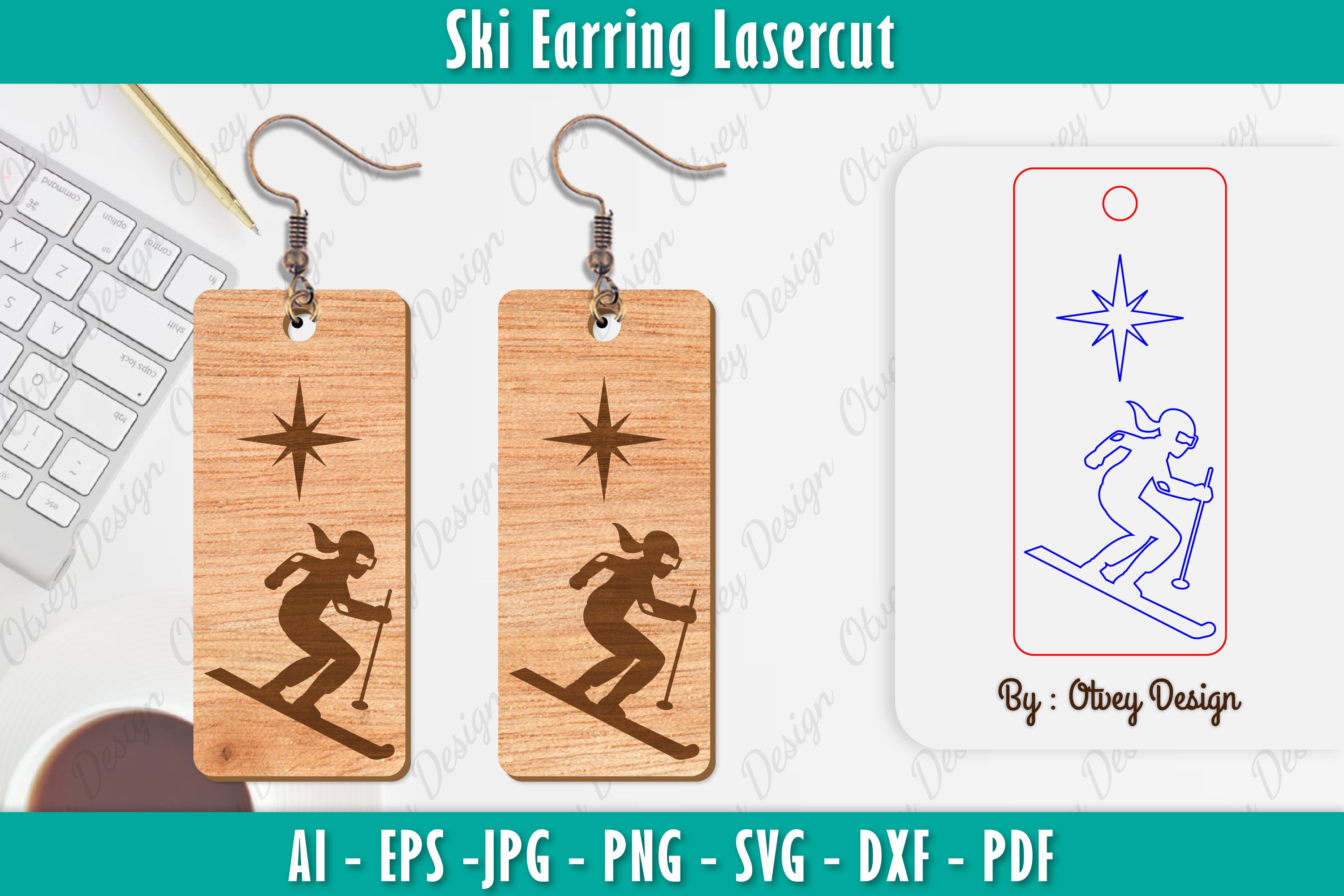 Ski Earring Laser Cut SVG Bundle 21 - CraftNest - Digital Crafting and Art