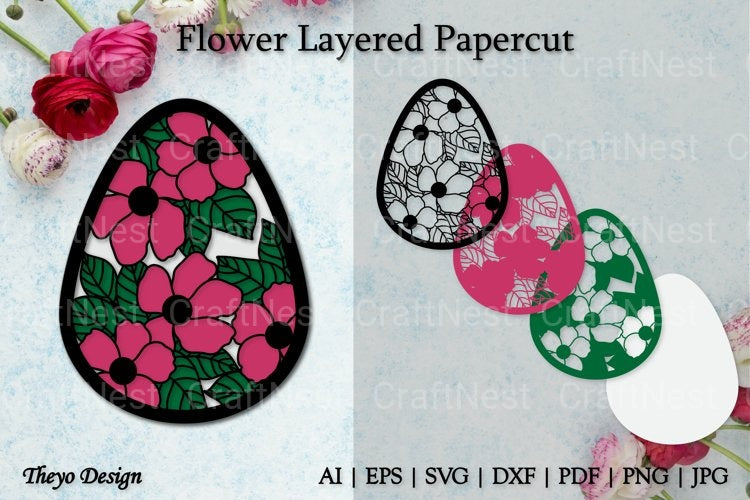 Flower D Layered Papercut SVG Bundle