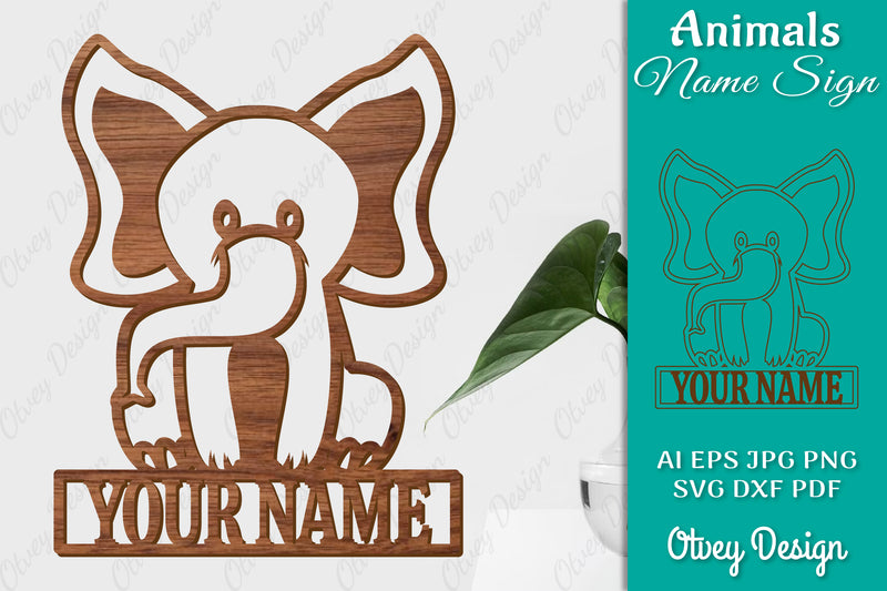 Animal Name Sign SVG Laser Cut Template Door Wall Hanger SVG Bundle 9 - CraftNest - Digital Crafting and Art
