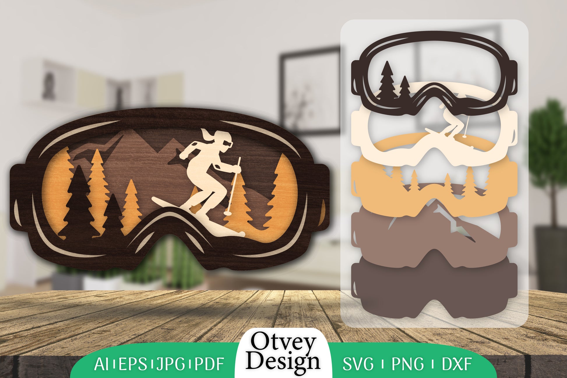 Goggles Ski Scene Layered Wall Art SVG Bundle 2 - CraftNest - Digital Crafting and Art