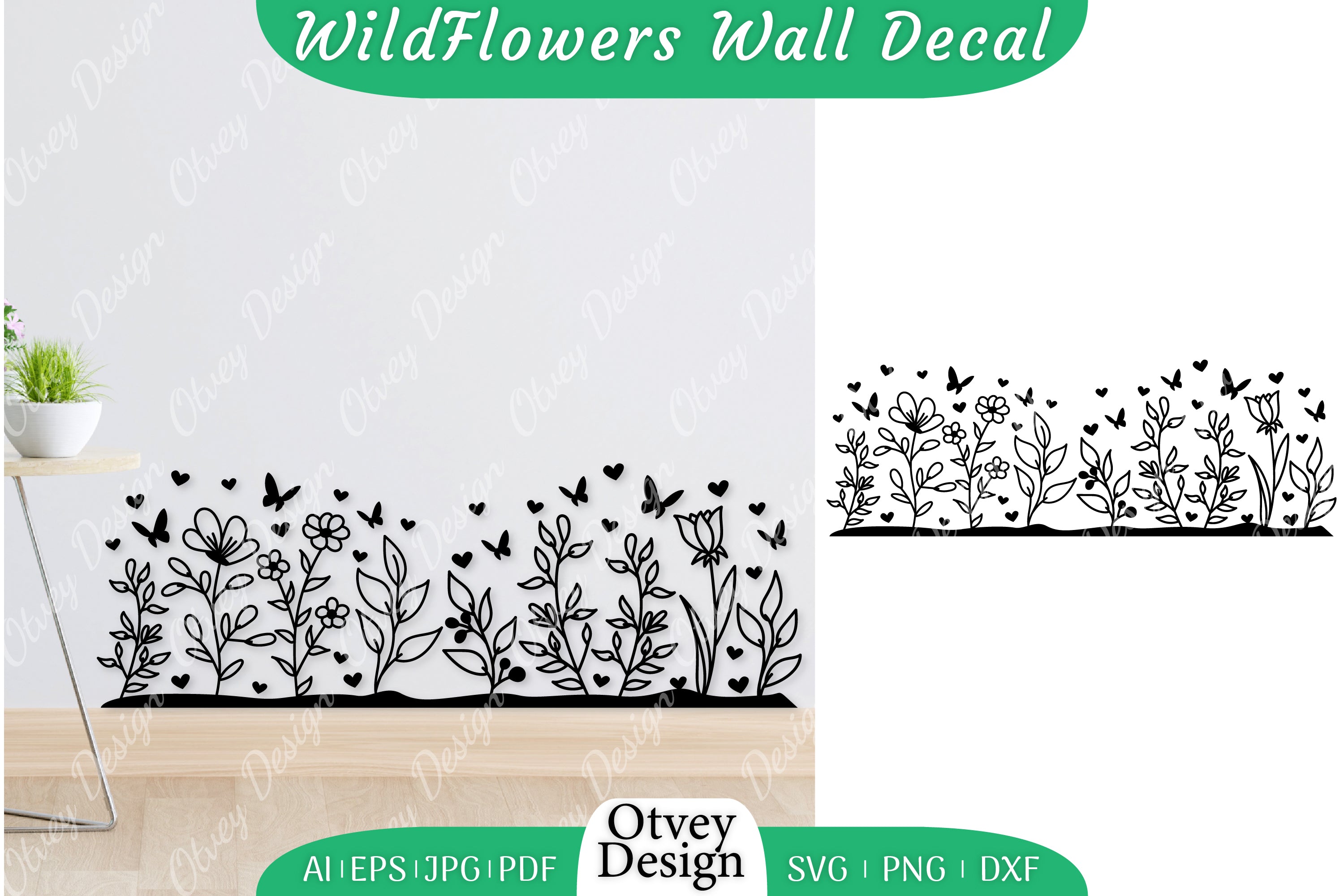 Blooming Wildflowers Wall Decal SVG Bundle 6 - CraftNest - Digital Crafting and Art