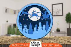 Christmas Round Santa Sleigh 3D Lasercut SVG Bundle 3 - CraftNest - Digital Crafting and Art
