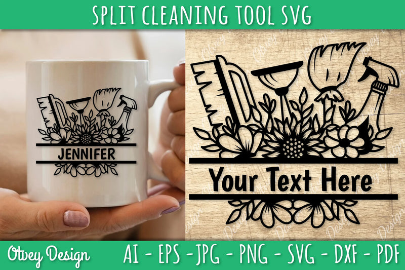 Split Monogram Cleaning Tool SVG Bundle 1 - CraftNest - Digital Crafting and Art