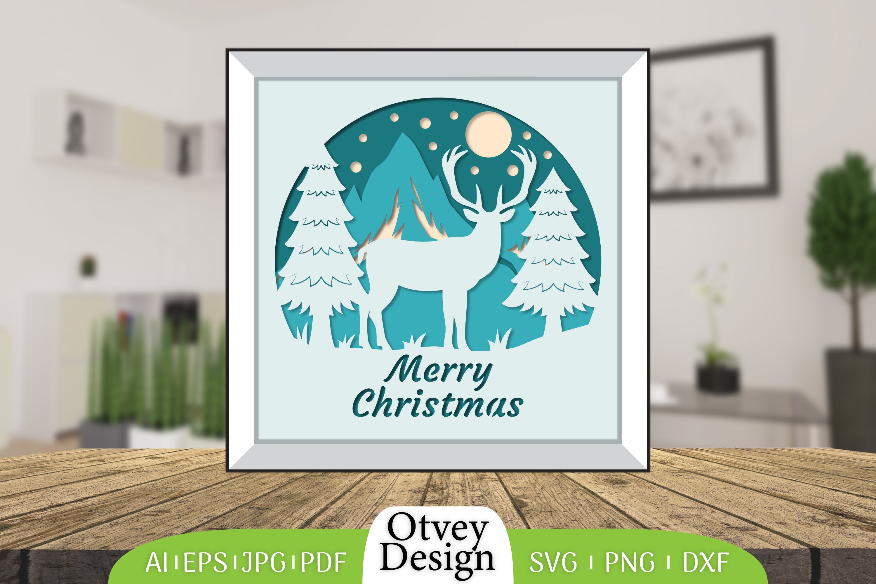 Merry Christmas Deer 3D Shadow Box Papercut SVG Bundle 6 - CraftNest - Digital Crafting and Art