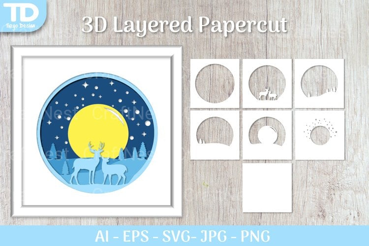 Shadow Box Christmas Layered Papercut SVG Bundle