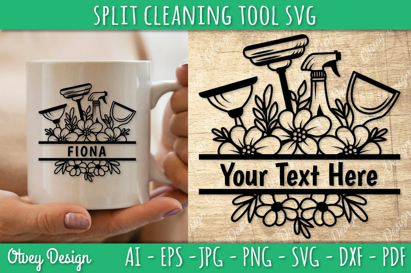 Split Monogram Cleaning Tool SVG Bundle 2 - CraftNest - Digital Crafting and Art