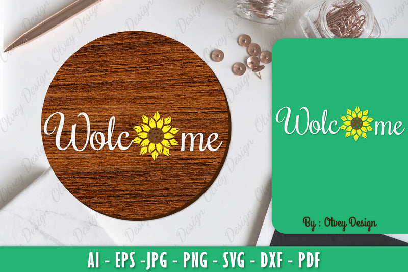 Sunflower Welcome Sign SVG Bundle - CraftNest - Digital Crafting and Art