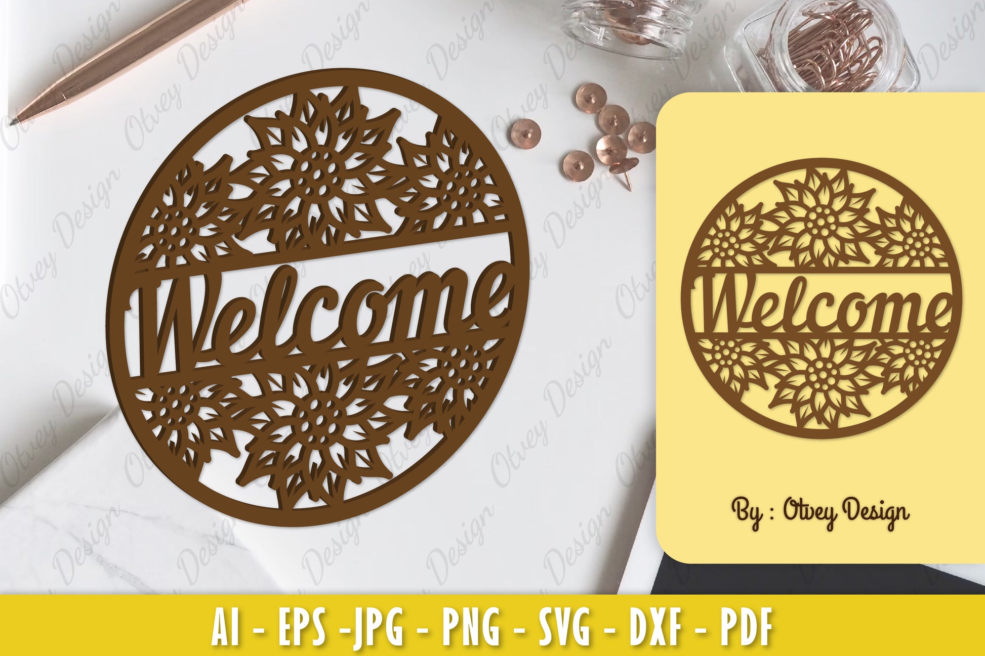 Sunflower Welcome Sign SVG Bundle 1 - CraftNest - Digital Crafting and Art