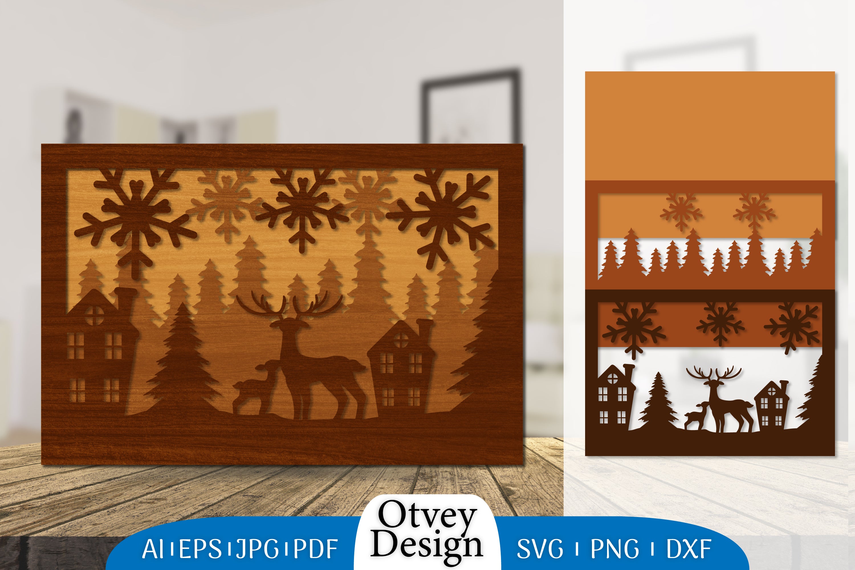 Christmas Deer Layered Lasercut SVG Bundle 4 - CraftNest - Digital Crafting and Art