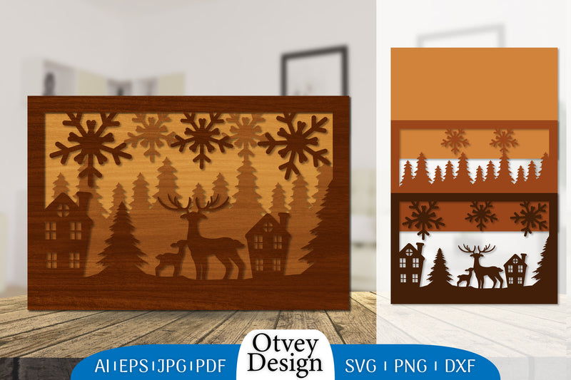 Christmas Deer Layered Lasercut SVG Bundle 4 - CraftNest - Digital Crafting and Art