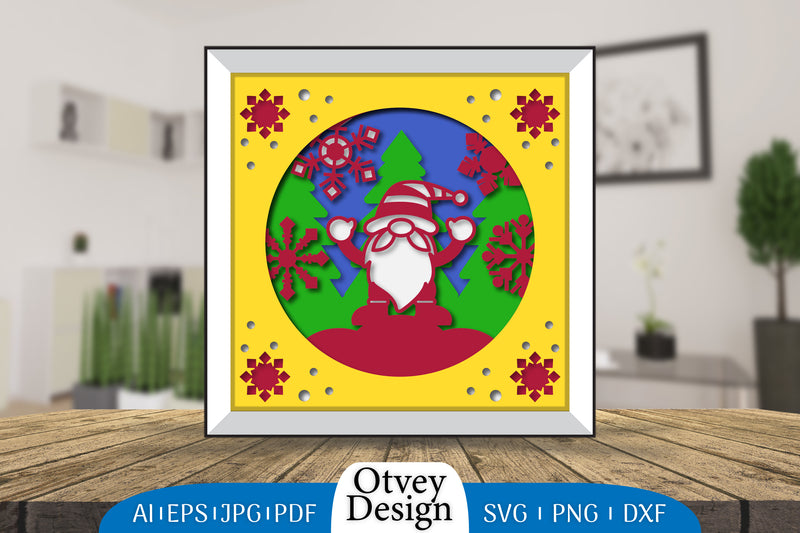 Christmas Gnome 3D Shadowbox Layered Papercut SVG Bundle 3 - CraftNest - Digital Crafting and Art
