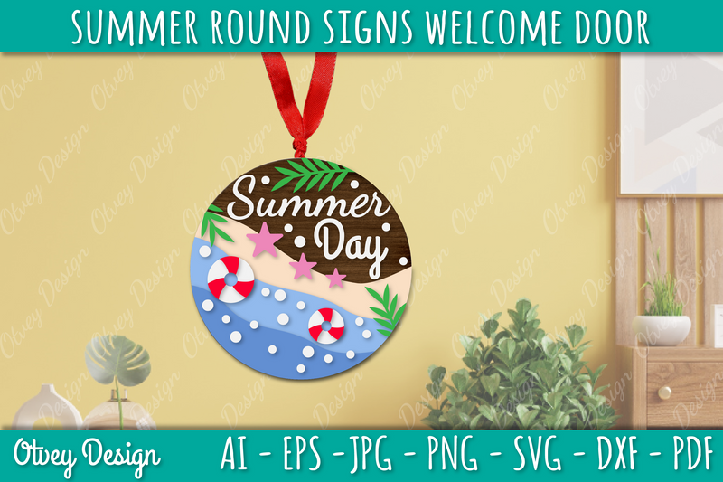 Summer Welcome Door Hangers SVG Bundle 2 - CraftNest - Digital Crafting and Art