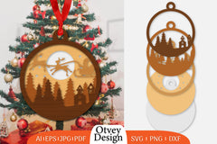 Christmas Santa Sleigh Ornament SVG Bundle 3 - CraftNest - Digital Crafting and Art