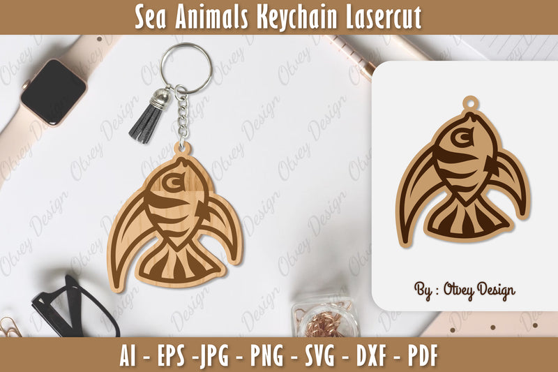 Keychain Sea Animals Laser Cut SVG Bundle 6 - CraftNest - Digital Crafting and Art