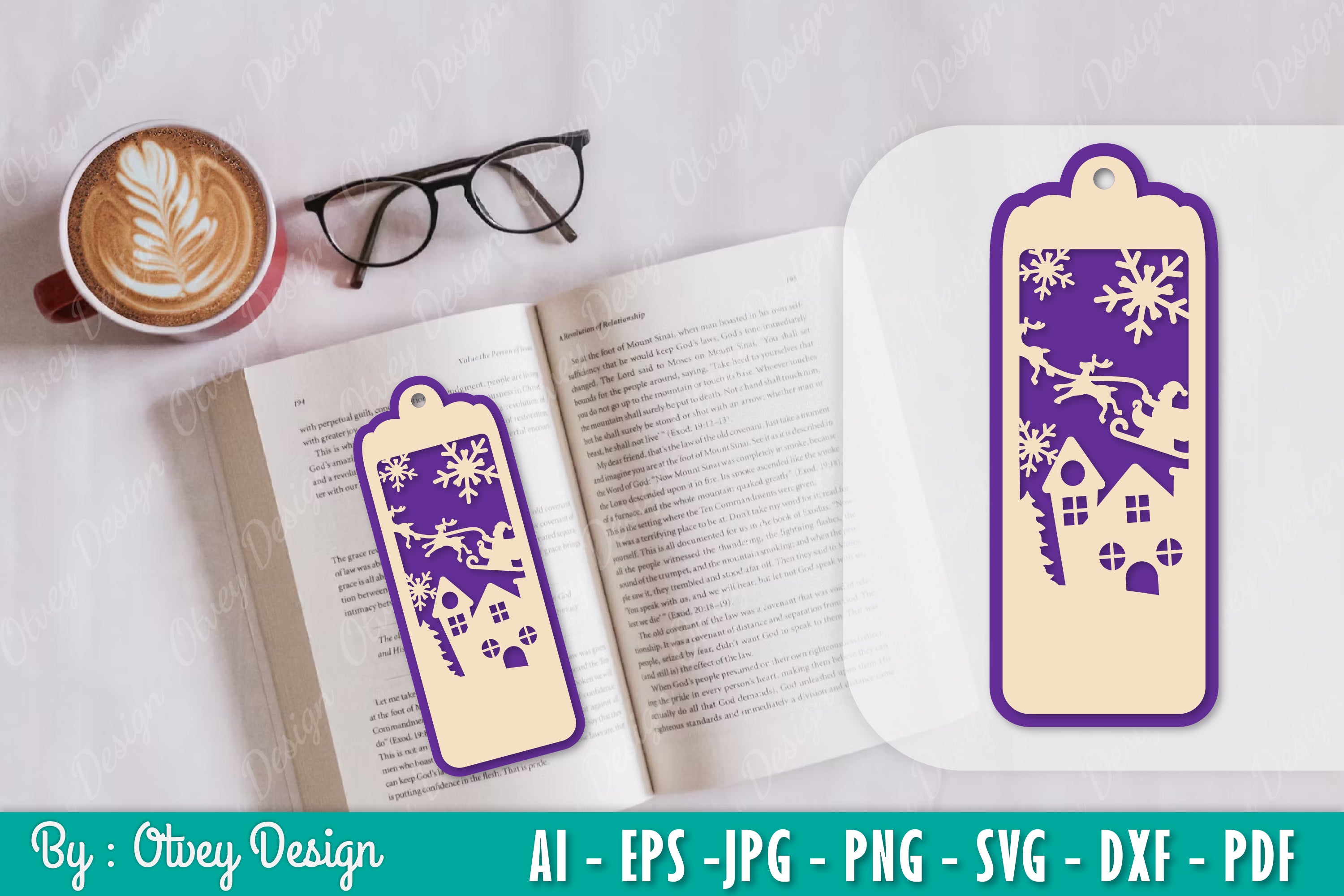 Santa Sleigh Bookmark SVG Bundle 4 - CraftNest - Digital Crafting and Art