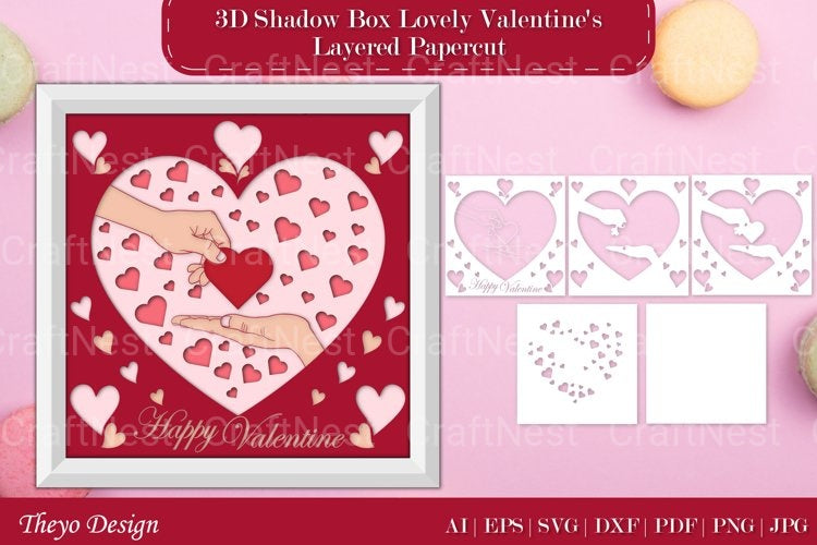 Shadow Box Happy Valentine Layered Papercut SVG