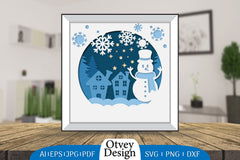 Snowman 3D Shadowbox Layered Papercut SVG Bundle 3 - CraftNest - Digital Crafting and Art