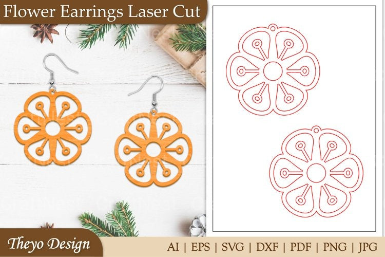 Earrings Lasercut Flower SVG Bundle
