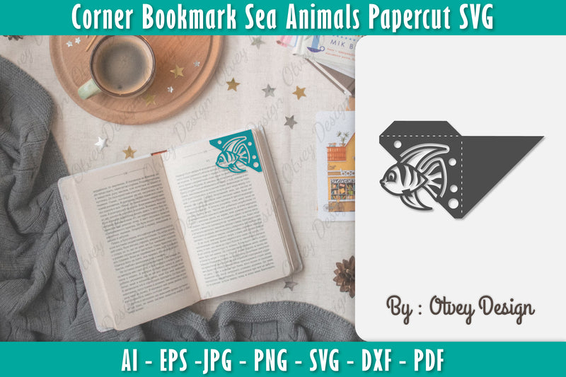 Corner Bookmark Sea Animals SVG Bundle 6 - CraftNest - Digital Crafting and Art
